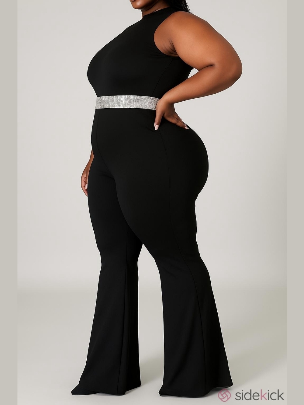 🩷💔Womens XPlusWear Sleeveless Black Ruffled Leg Jumpsuit ' Size 2XL - NWT💞❣️